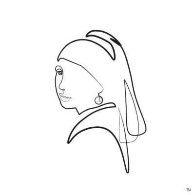 pearl Girl, one line illustration