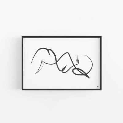Naked woman, sensual illustration, abstract art, interieur wand art, kunst, print